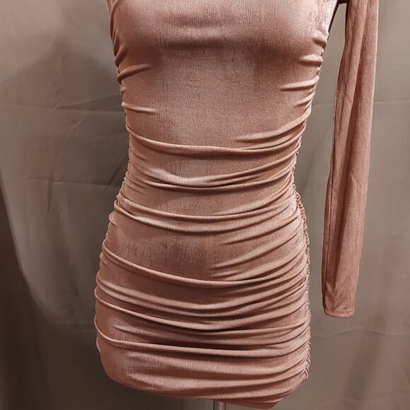 Forever 21 Camel Knit Dress One Shoulder Women's S NWT - Picture 2 of 14